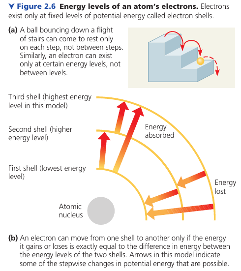 Energy levels of an electron